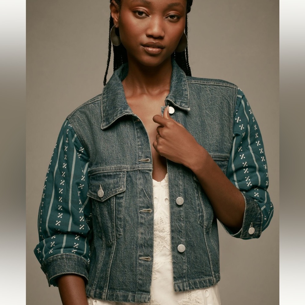 Pilcro Crafted-Sleeve Denim Jacket